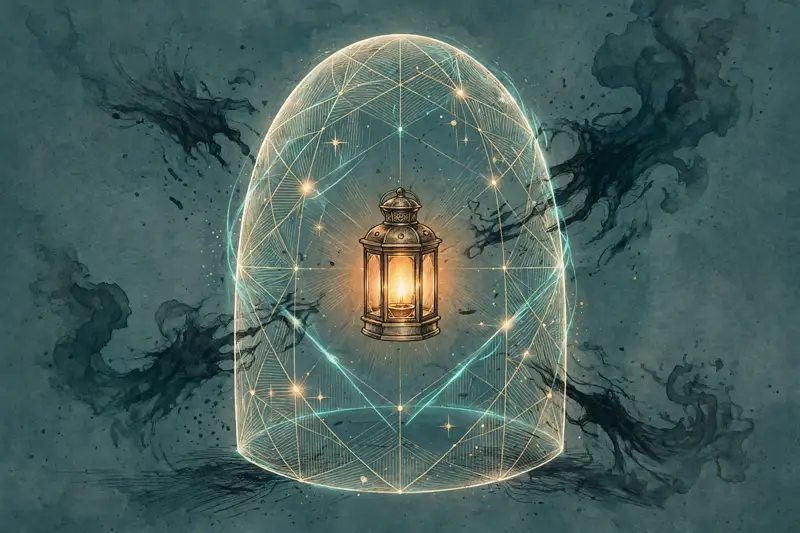 A glowing shield protecting a lantern
