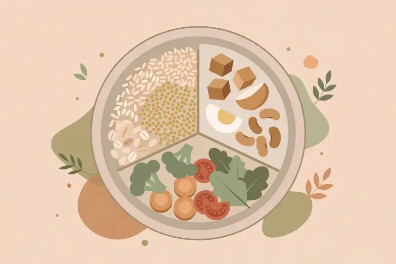 A bowl divided into protein, vegetables, and grains, the formula meal