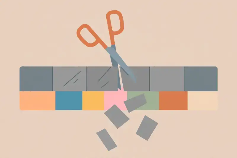 Scissors cutting boring sections out of a film timeline
